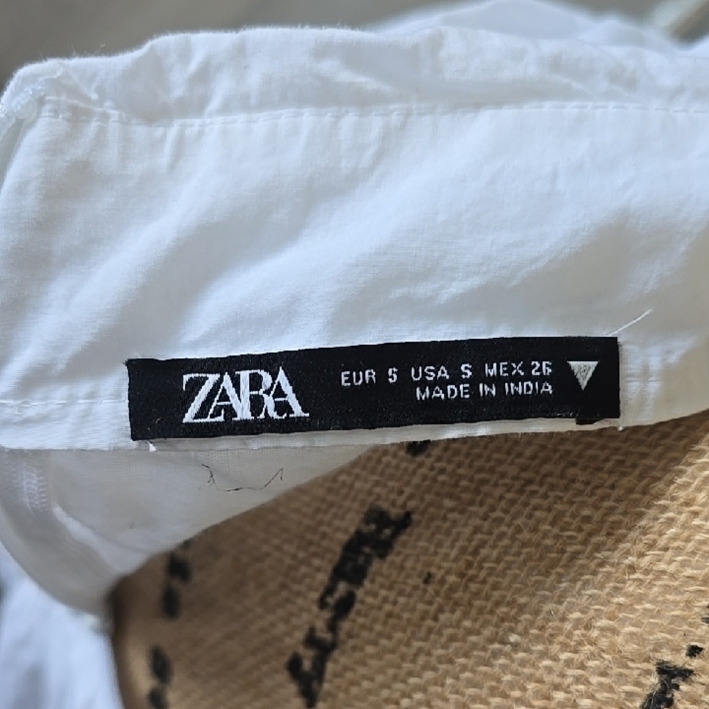 Zara White Ruched Ruffled Mini Skirt - Picture 6 of 8